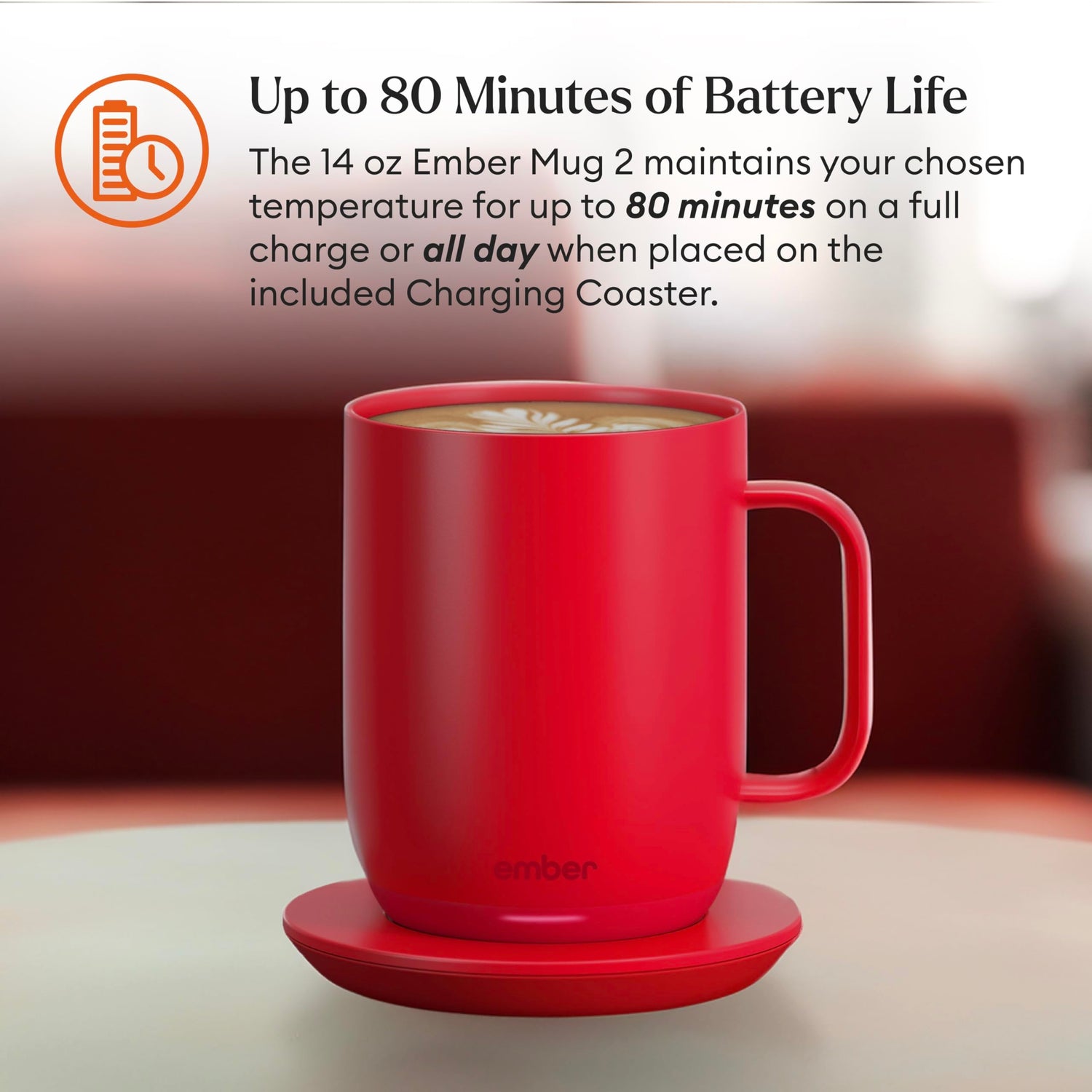 Ember Temperature Control Smart Mug 2, 14 Oz, App-Controlled Heated Coffee Mug with 80 Min Battery Life and Improved Design, White