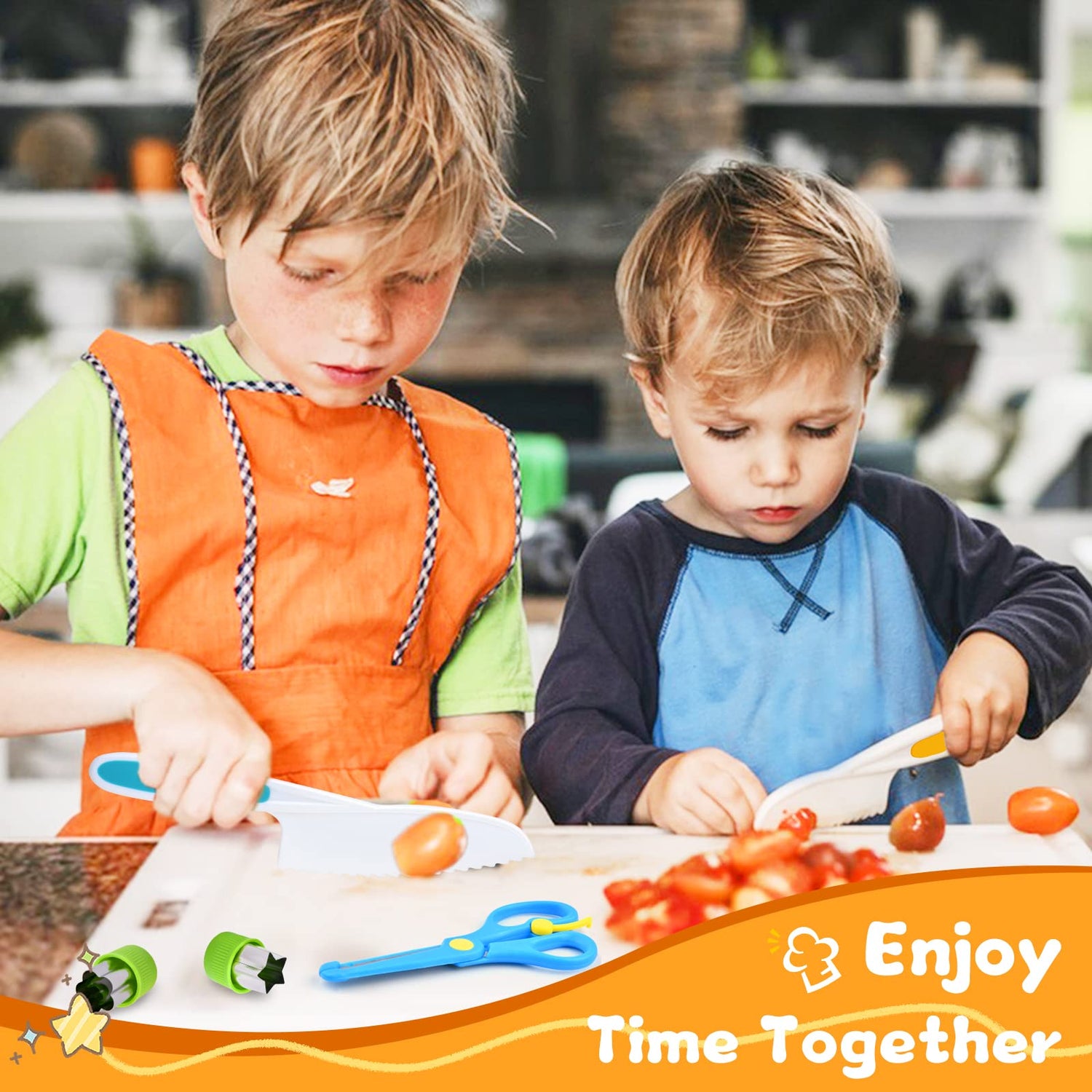 Montessori Kitchen Tools for Toddlers-Kids Cooking Sets Real-Toddler Safe Knives Set (13pcs)