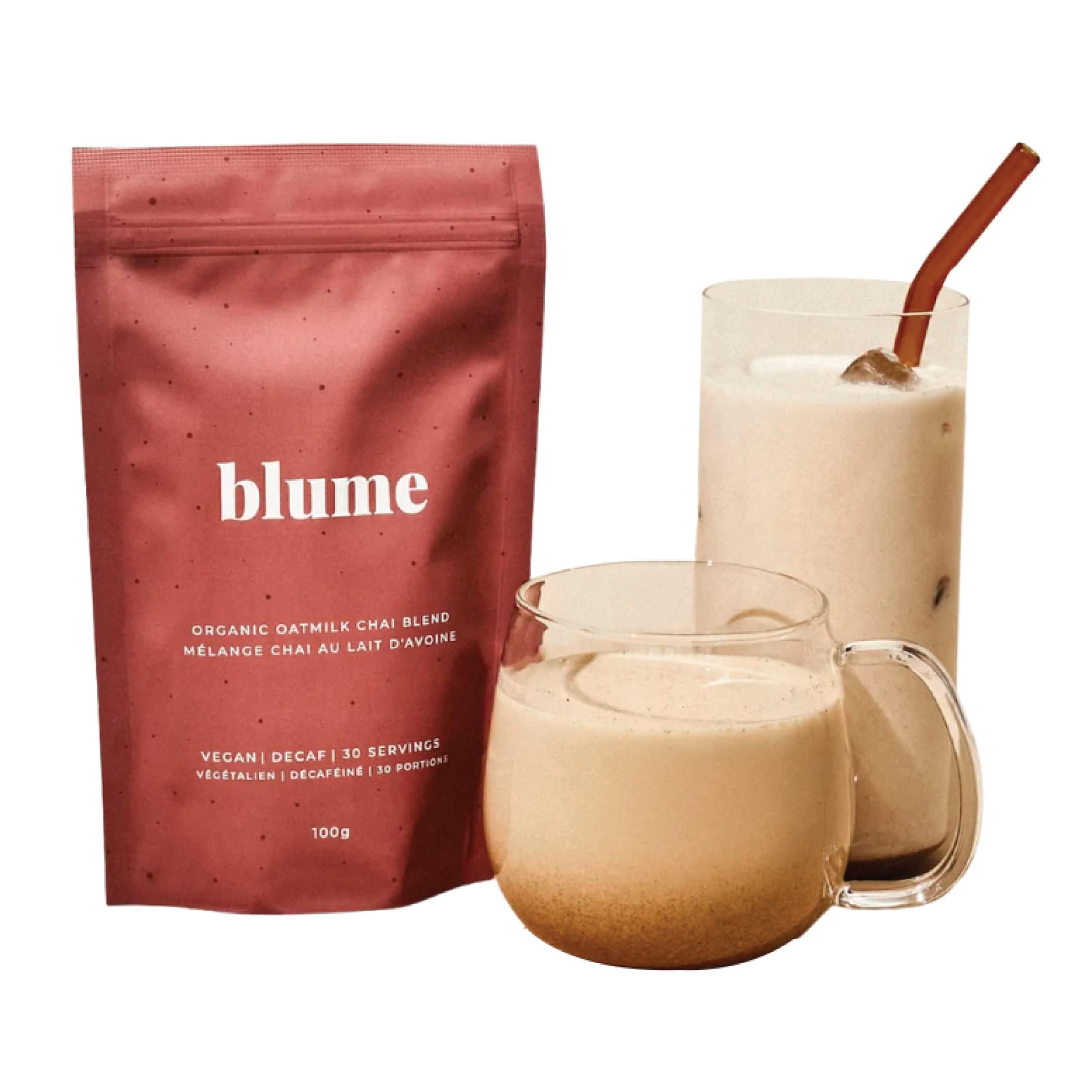 Blume Rose London Fog Latte with Zero Sugar or Caffeine - Certified Organic, Vegan and Gluten-Free - Tart Cherry &amp; Rosehips blend rich Antioxidant &amp; Vitamin to Ease Bloating and Boost Your Natural Glow - 30 Servings