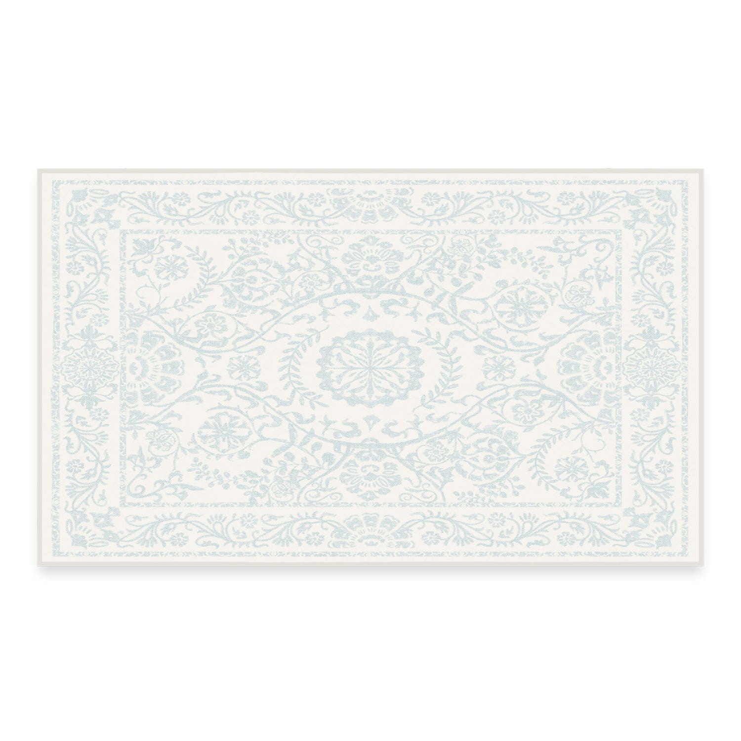 RUGGABLE Washable 2x3 Area Rug, Delphina Delft Blue, Premium Vintage Rugs for Living Room, Bedroom, Kitchen, Office, Classroom with Gripper Non Slip Pad