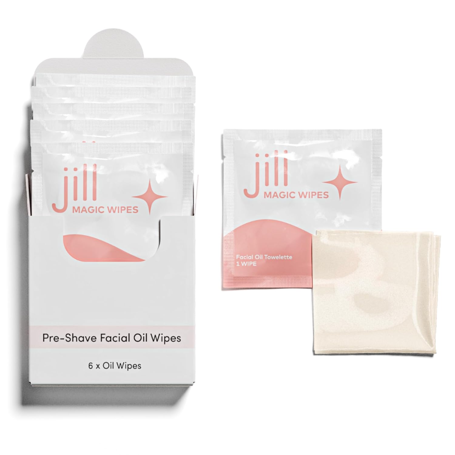 Jill Magic Wipes Pre Shave Dermaplane Oil Wipes + 4 Shave Sets, 8 Dermaplane Refill Blades Bundle