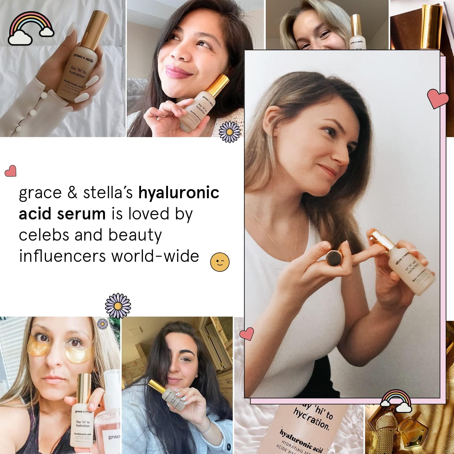grace &amp; stella Award Winning Hyaluronic Acid Serum (50ml/1.7 fl oz) Hyaluronic Acid Serum for Face