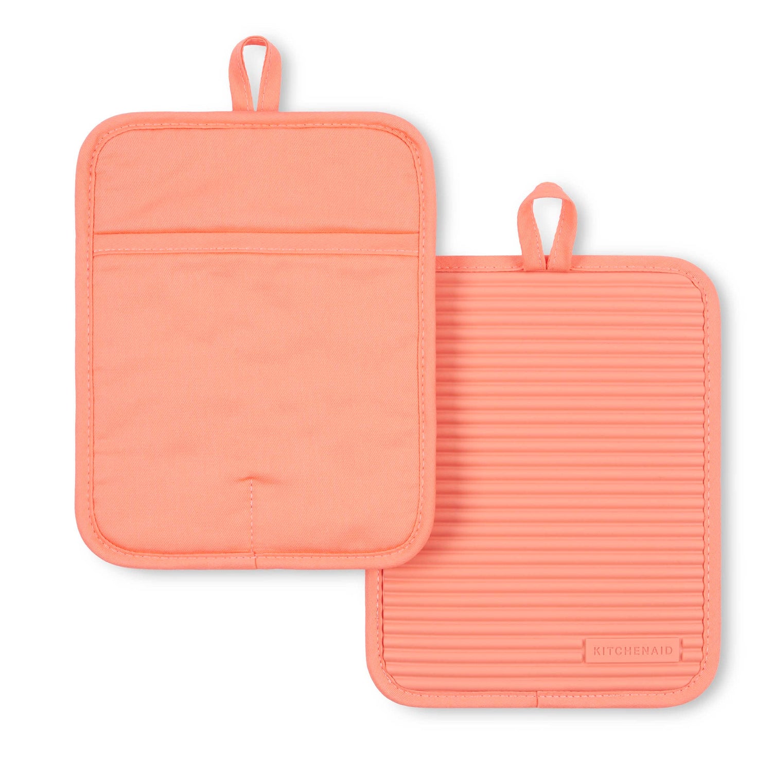 KitchenAid Ribbed Soft Silicone Water Resistant Pot Holder Set, Milkshake , 2 Piece Set, 7&quot;x9&quot;
