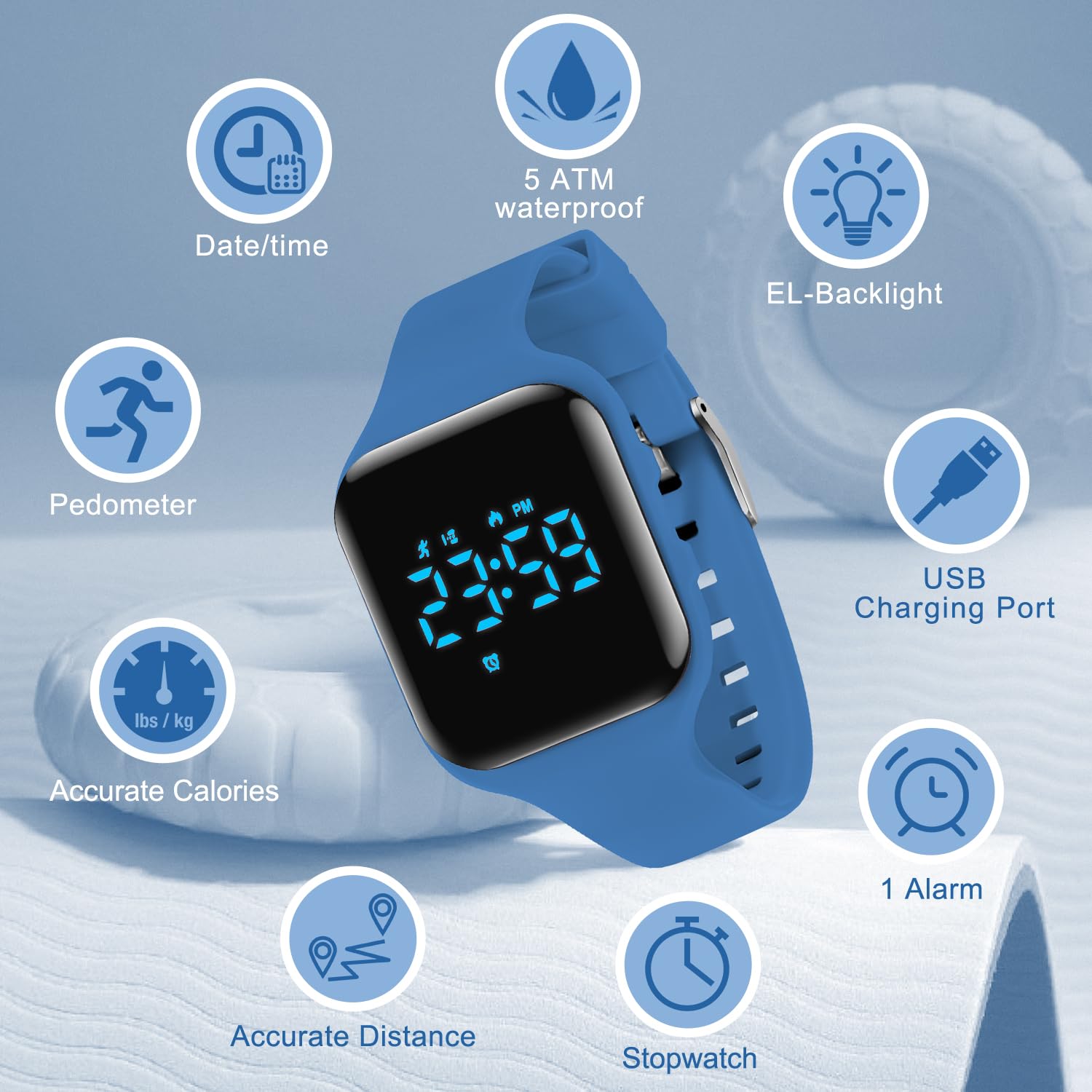 Kids Watch, No App Fitness Tracker Watch for Kids Teenager Digital Watch with Steps Counter/Distance/Calories/Alarm/Stopwatch Fitness Watch for Kids Girls Boys Gift for Teens
