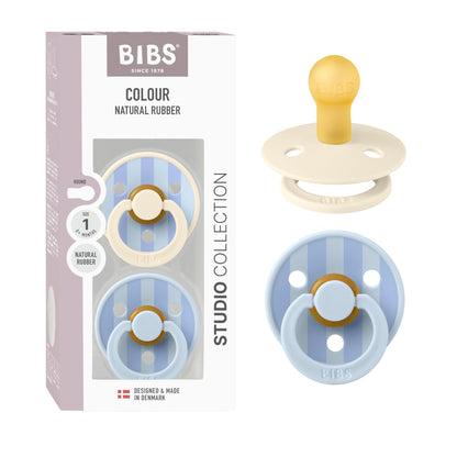 BIBS Pacifiers - Studio Collection | Natural Rubber Baby Pacifier | Set of 2 BPA-Free Soothers | Made in Denmark | (Blush mix, 0-6 Months)