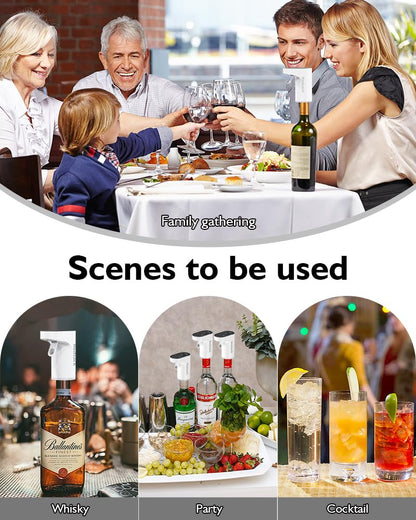Electric Wine Decanter Aerator Dispenser Pourer Whiskey Adjustable Quantity Liquor Wine Pump Birthday Gift for Men Women Mom Dad Boss Brother Husband Funny Unique Gifts for Him (White)