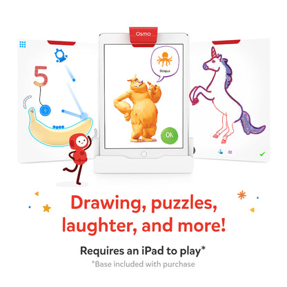Osmo - Creative Starter Kit for iPad - 3 Educational Learning Games - Ages 5-10 - Drawing, Word Problems &amp; Early Physics - STEM Toy Gifts for Kids, Boy &amp; Girl - Ages 5 6 7 8 9 10 (Osmo Base Included)