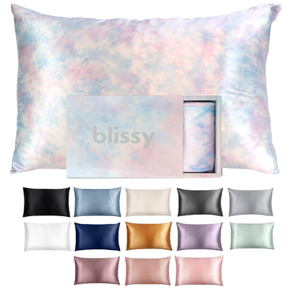 Blissy Silk Pillowcase - 100% Pure Mulberry Silk - 22 Momme 6A High-Grade Fibers - Silk Pillow Cover for Hair &amp; Skin - Regular, Queen &amp; King with Hidden Zipper (Standard,Blissy White)