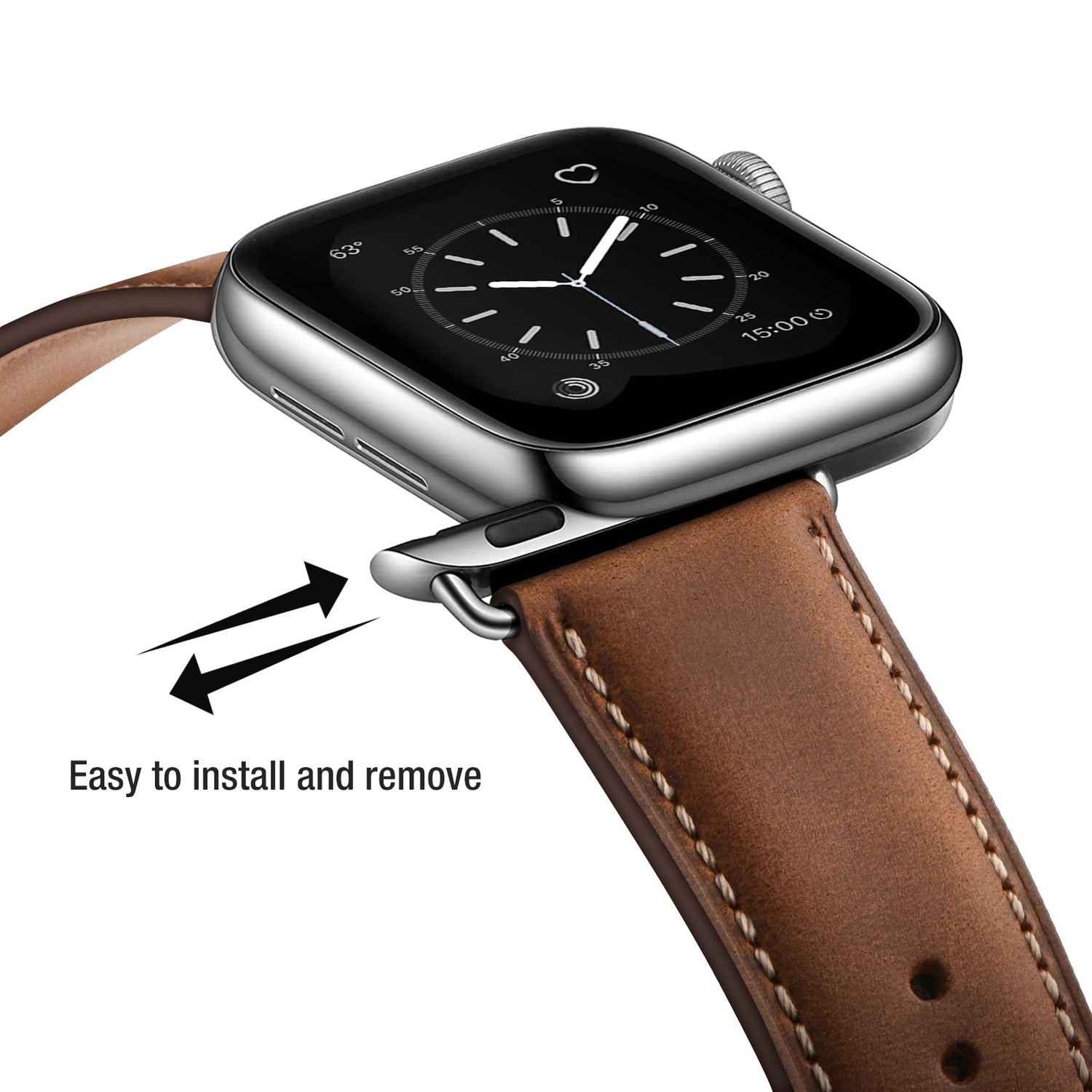 Bestig Compatible with Apple Watch Band 49mm 46mm 45mm 44mm 42mm(Series 3 2 1) Apple Watch Leather Bands Genuine Leather for iWatch Strap Ultra Series 10 9 8 7 6 5 4 SE Women Man-Redbrown/Black
