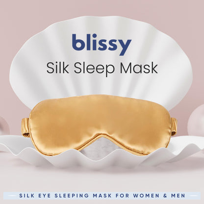 Blissy Silk Sleep Mask - Silk Eye Sleeping Mask for Women &amp; Men for Total Blackout - Silk Eye Mask - 100% Pure Mulberry Silk, 22 Momme 6a Fibers - Blindfold Silk Sleep Mask Side Sleeper Eye Cover