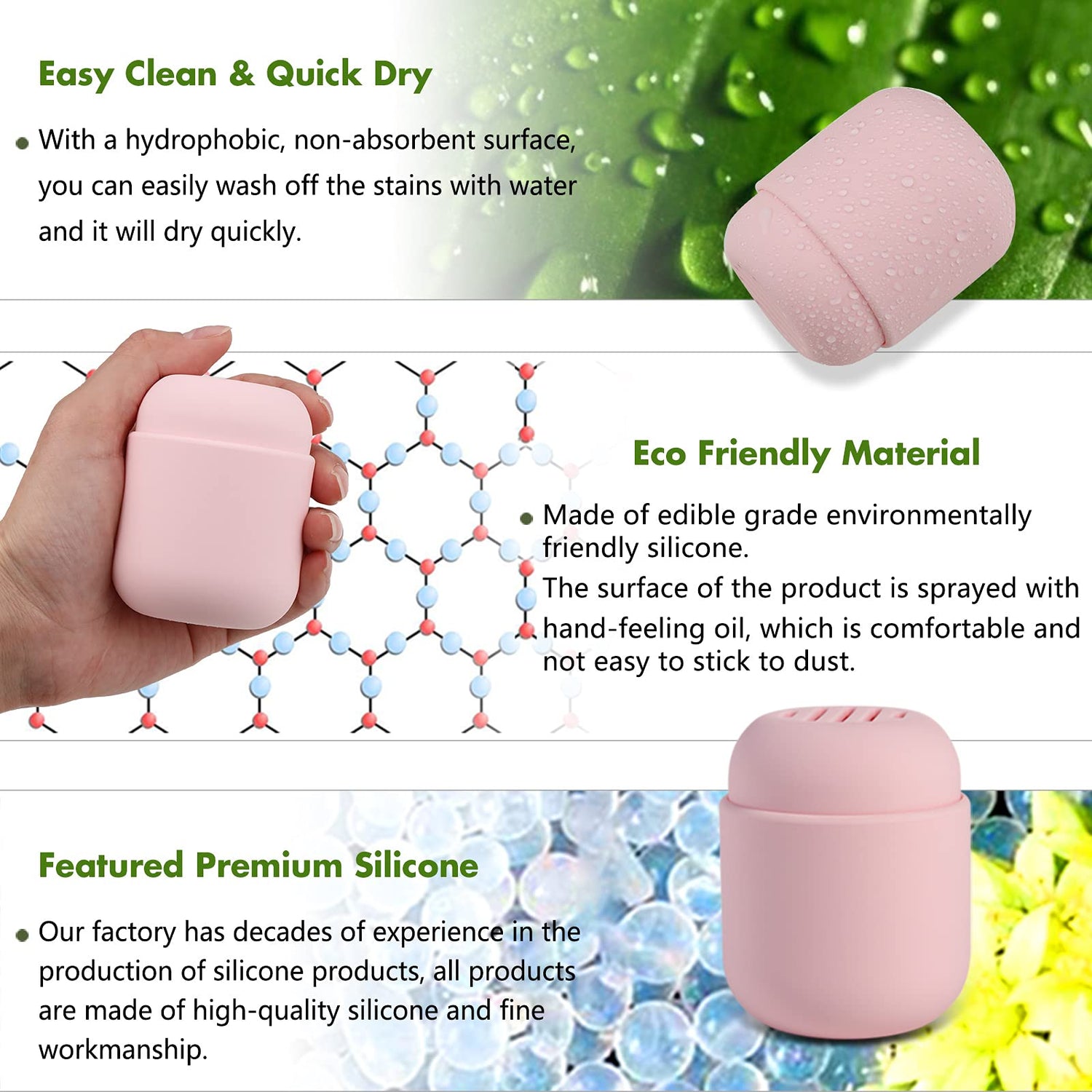 BEZOX Makeup Sponge Holder, Silicone Beauty Sponge Case with Double-Sided Vent Design for Quick Drying, Compact Travel Essentials Make Up Blender Container - Khaki