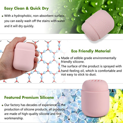 BEZOX Makeup Sponge Holder, Silicone Beauty Sponge Case with Double-Sided Vent Design for Quick Drying, Compact Travel Essentials Make Up Blender Container - Khaki