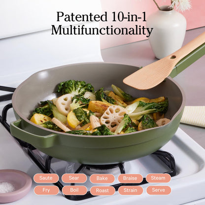 Our Place Always Pan 2.0-10.5-Inch Nonstick, Toxin-Free Ceramic Cookware | Versatile Frying Pan, Skillet, Saute Pan | Stainless Steel Handle | Oven Safe | Lightweight Aluminum Body | Steam