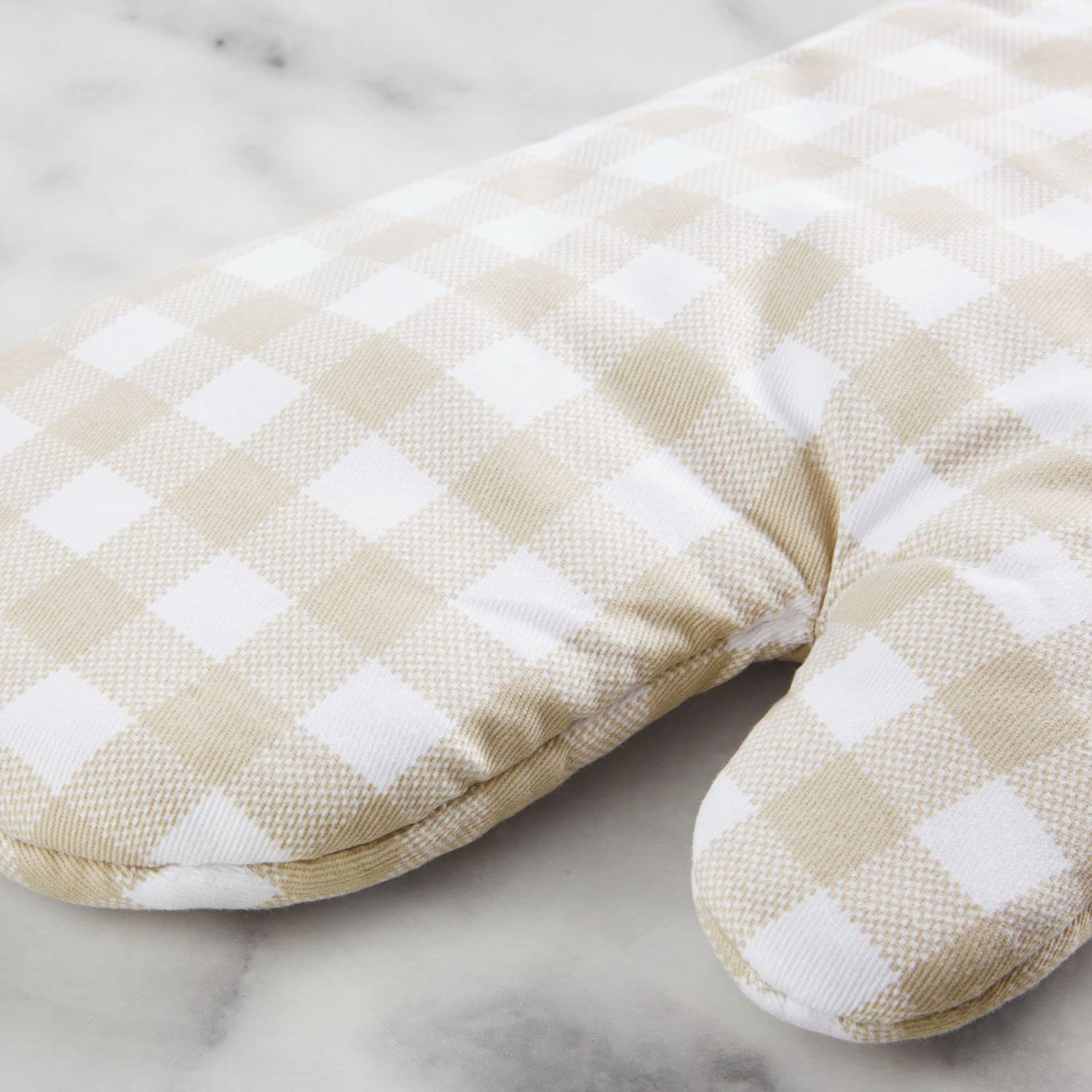 KitchenAid Gingham Oven Mitt 2-Pack Set, Milkshake, 7&quot;x13&quot;