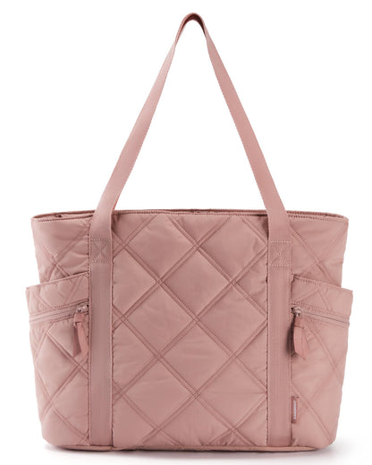 BAGSMART Tote Bag for Women, Puffer Tote Bags with Zipper, Travel Essentials Quilted Nurse Bag Carry On Bag Gifts for Women