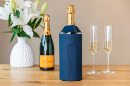 Vinglacé Wine Bottle Chiller- Portable Champagne Insulator- Stainless Steel Wine Cooler Sleeve, White