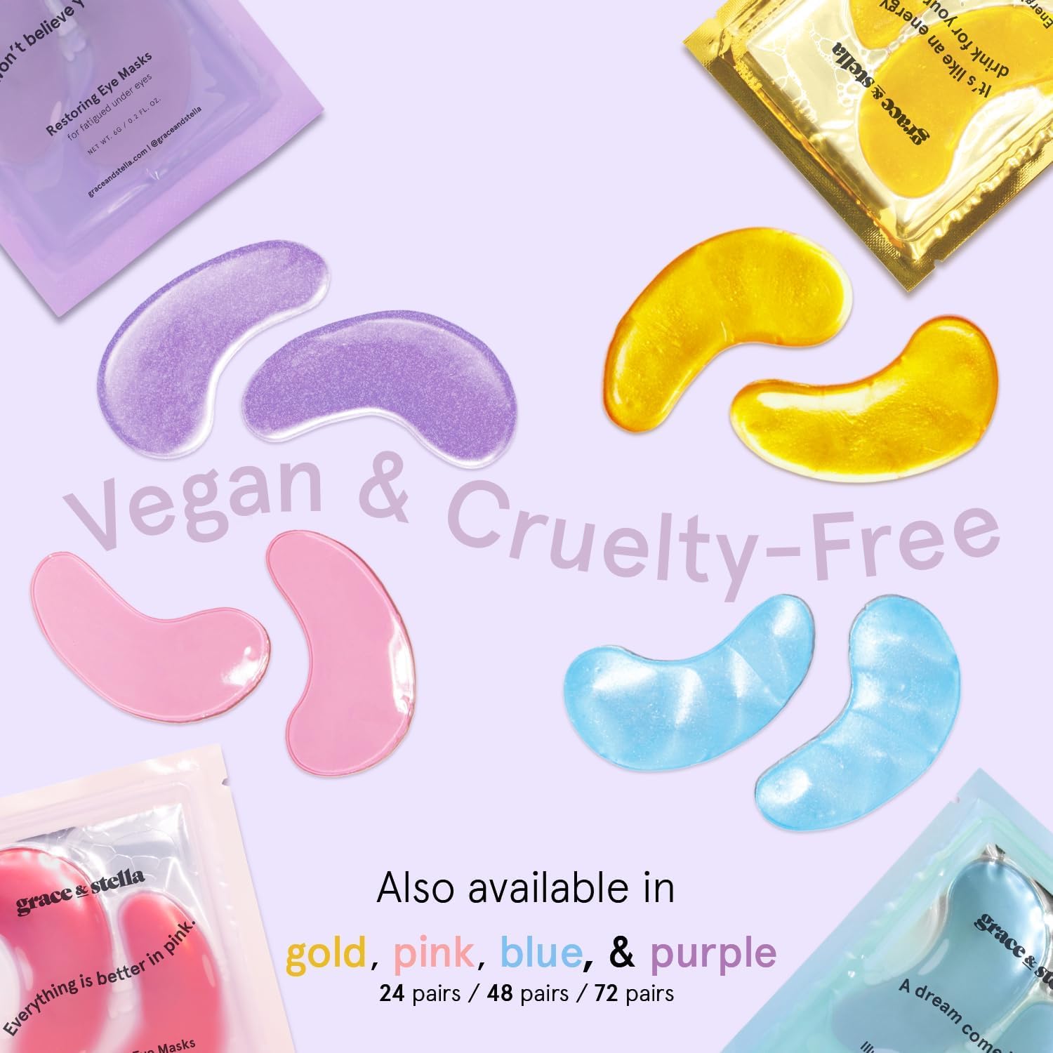 grace &amp; stella Under Eye Masks for Dark Circles (Purple, 24 Pairs) - Gel Eye Mask with Retinol - Restoring Under Eye Patches for Puffy Eyes and Dark Circles - Vegan Cruelty-Free
