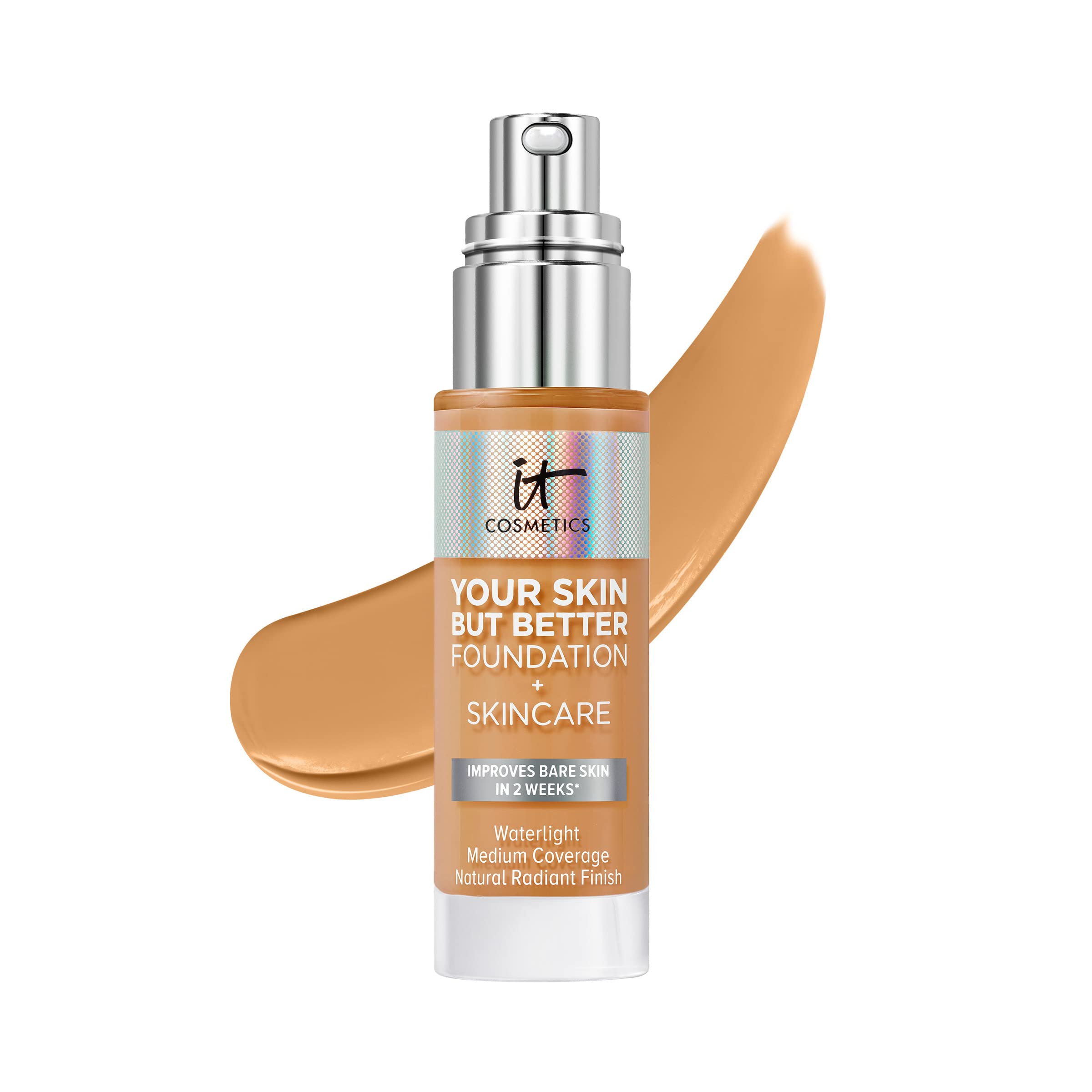 IT Cosmetics Your Skin But Better Foundation + Skincare - Hydrating Medium Buildable Coverage - Minimizes Pores &amp; Imperfections - Natural Radiant Finish - With Hyaluronic Acid - 1.0 fl oz