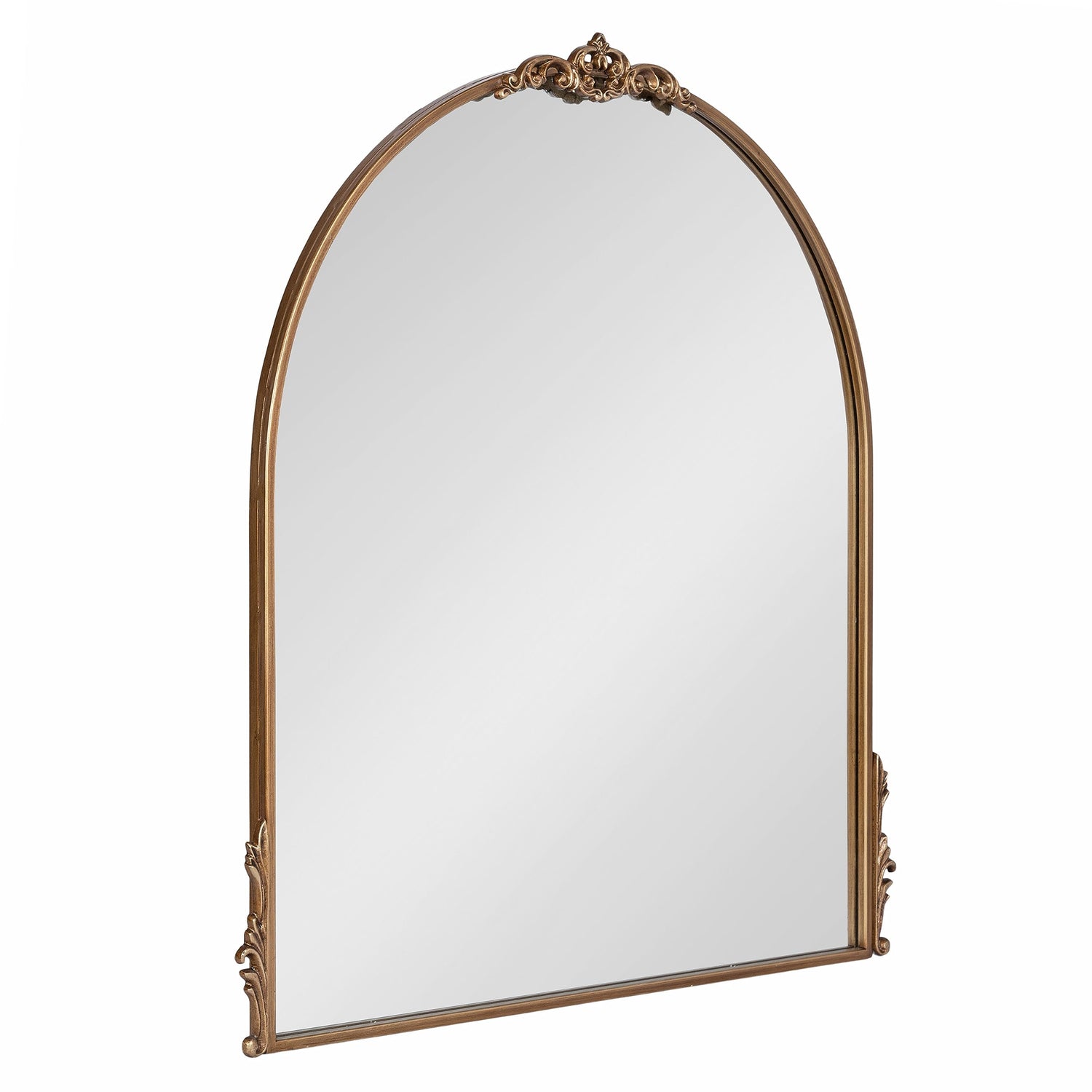 Kate and Laurel Myrcelle Traditional Arched Mirror, 25 x 33, Gold, Decorative Large Arch Mirror with Ornate Garland Detailing Along The Crown and Edges of The Frame