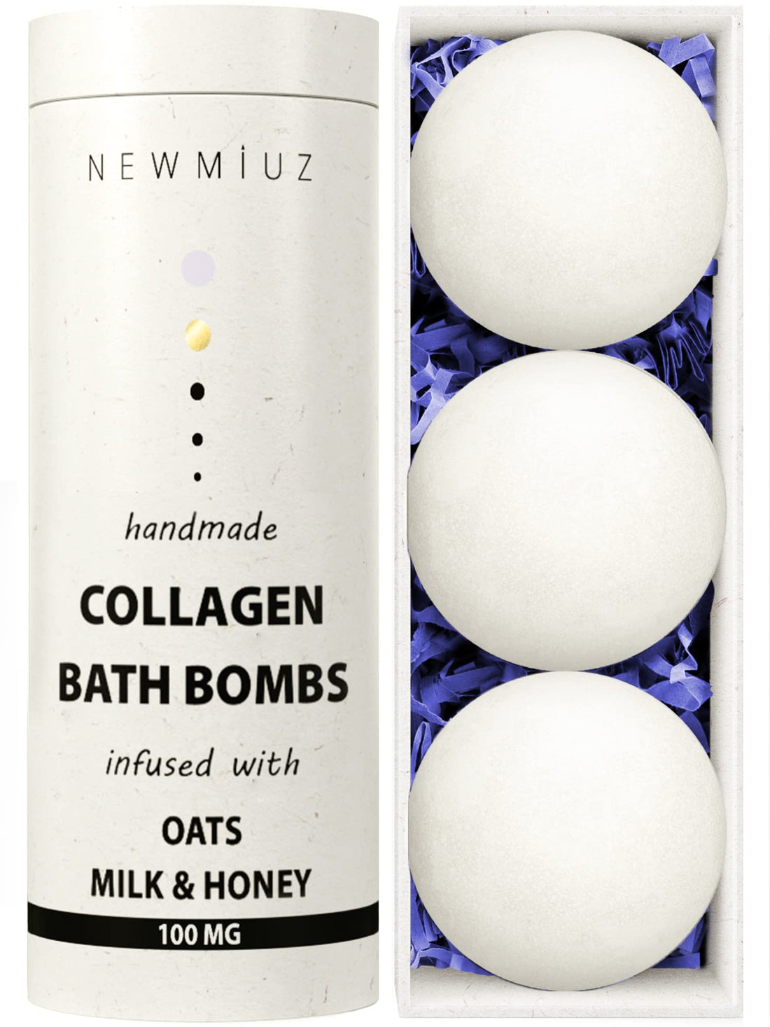Creamy Collagen Bath Bombs Oatmeal Milk Honey Shea Butter Large Bubble Fizzy Bath Bomb Gift Set for Women Handmade Relaxing Moisturizing for Sensitive Skin Spa Gift Idea Christmas Birthday
