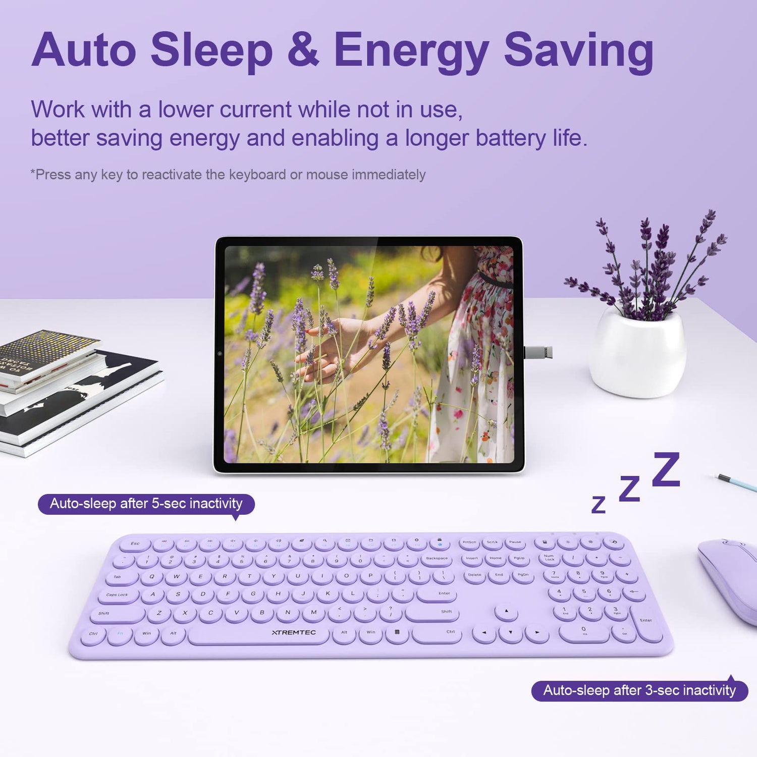Wireless Keyboard and Mouse, XTREMTEC Cute Keyboard Retro Round Keycap - 2.4GHz Ultra-Slim Quiet Aesthetic Keyboard for Mac Computer Laptop PC Desktops (Rosegold)