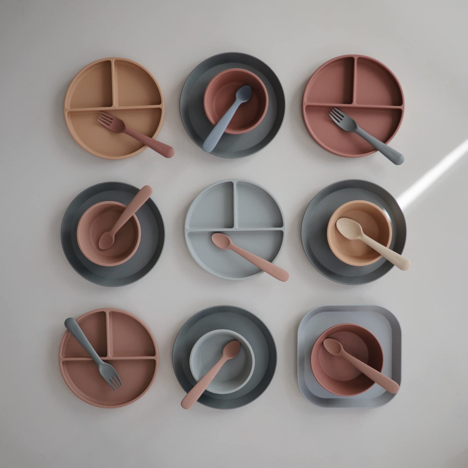 mushie Flatware Fork and Spoon Set for Kids | Made in Denmark (Sage)