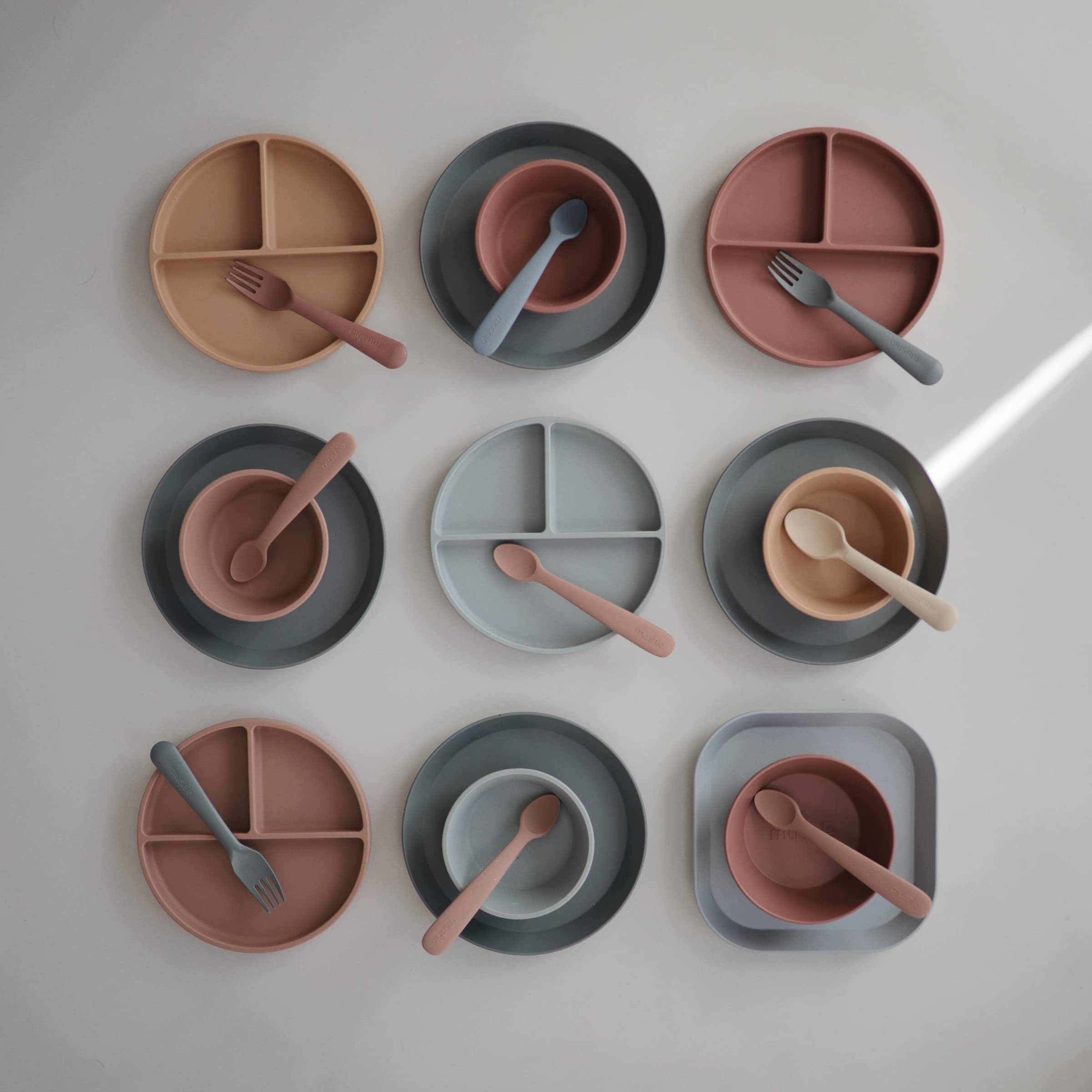 mushie Flatware Fork and Spoon Set for Kids | Made in Denmark (Sage)