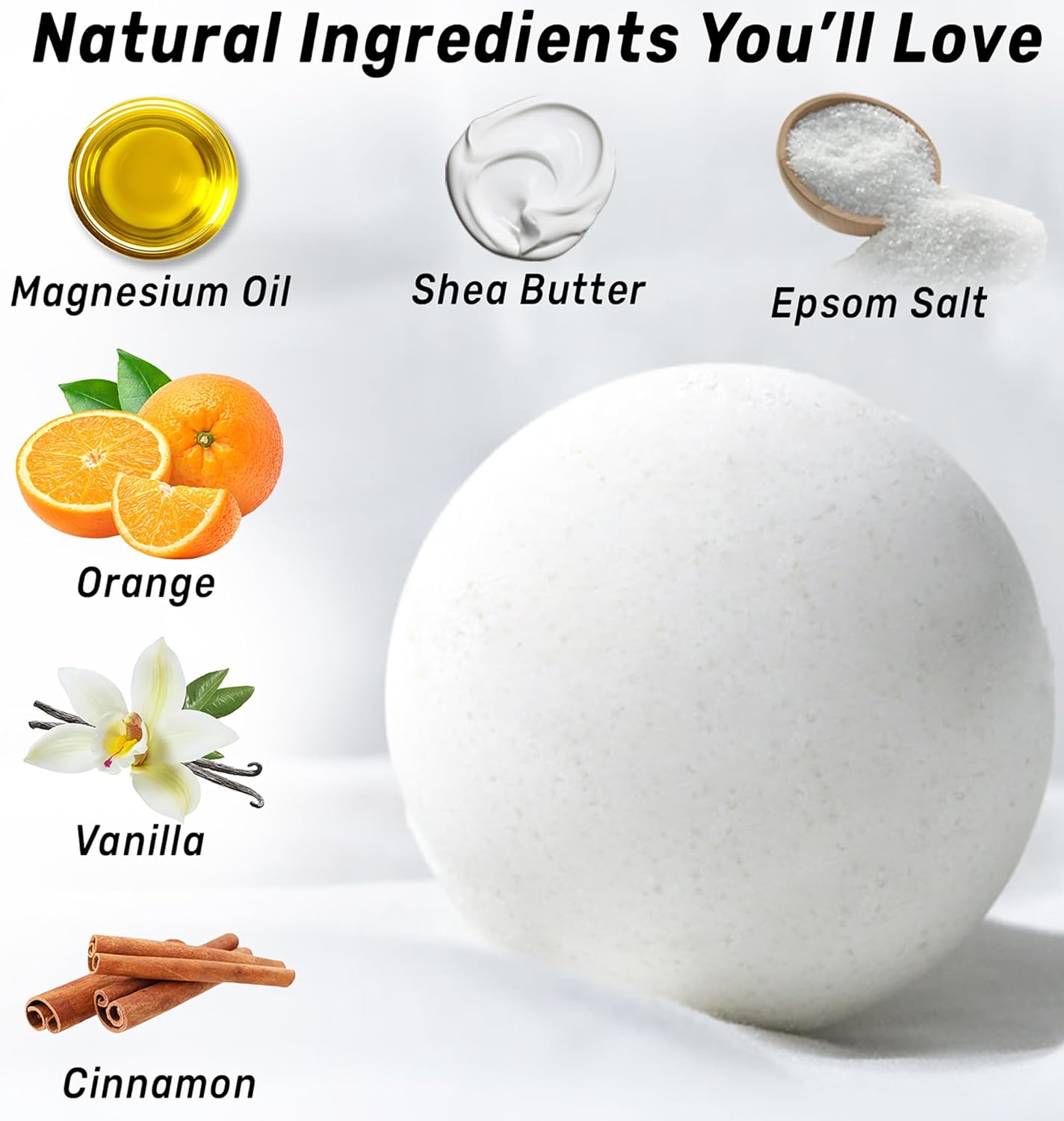 Magnesium Bath Bombs - Post Workout Recovery Sore Muscles Tension - Epsom Salt - Luxury Bubble Bath Spa - Essential Oil Infused Bath Bombs Vanilla Cinnamon Orange Perfect Stocking Stuffers Gift