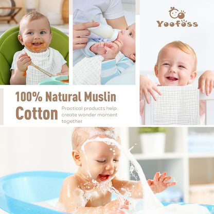 Yoofoss Muslin Burp Cloths for Baby 10 Pack 100% Cotton Baby Washcloths for Boys Girls Large 20&