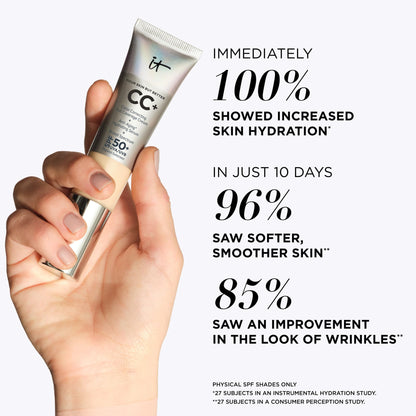 IT Cosmetics Your Skin But Better CC+ Cream - Color Correcting Cream, Full-Coverage Foundation, Hydrating Serum &amp; SPF 50+ Sunscreen - Natural Finish - 1.08 fl oz