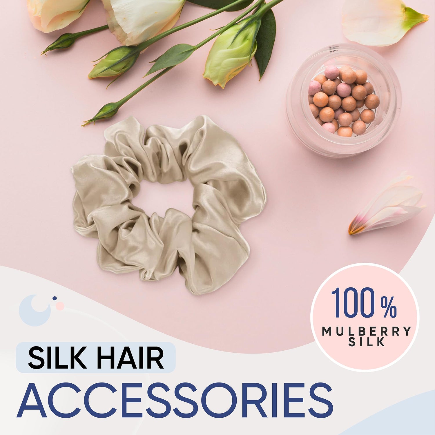 Blissy Silk Scrunchies (3 Pack) - 100% Pure Mulberry Silk - 22 Momme 6A High-Grade Fibers - Silk Scrunchie for Straight &amp; Curly Hair - Preventing Breakage, Tangling, &amp; Creasing (Black Skinny)