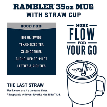 YETI Rambler Tumbler with Handle and Straw Lid, Vacuum Insulated Travel Mug, Stainless Steel