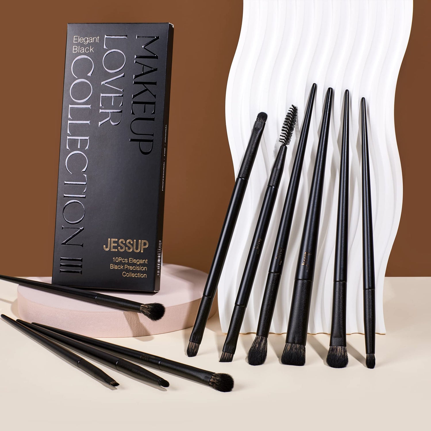 Jessup Makeup Brushes 14Pcs Makeup Brush Set Premium Synthetic Powder Foundation Contour Blush Concealer Eye Shadow Blending Liner Make Up Brush Kit Light Grey T329