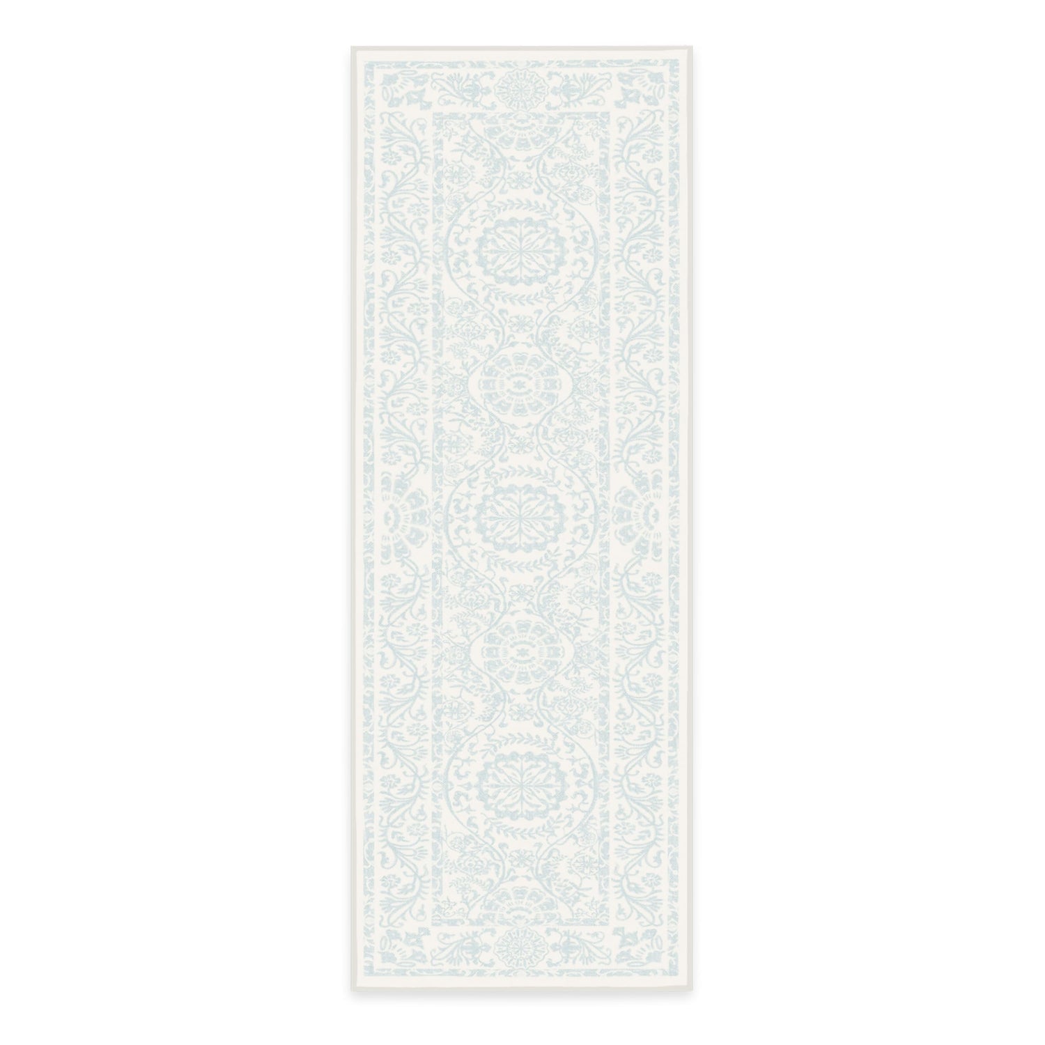 RUGGABLE Washable 2x3 Area Rug, Delphina Delft Blue, Premium Vintage Rugs for Living Room, Bedroom, Kitchen, Office, Classroom with Gripper Non Slip Pad