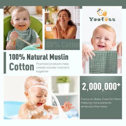 Yoofoss Muslin Burp Cloths for Baby 10 Pack 100% Cotton Baby Washcloths for Boys Girls Large 20&