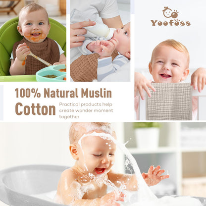Yoofoss Muslin Burp Cloths for Baby 10 Pack 100% Cotton Baby Washcloths for Boys Girls Large 20&