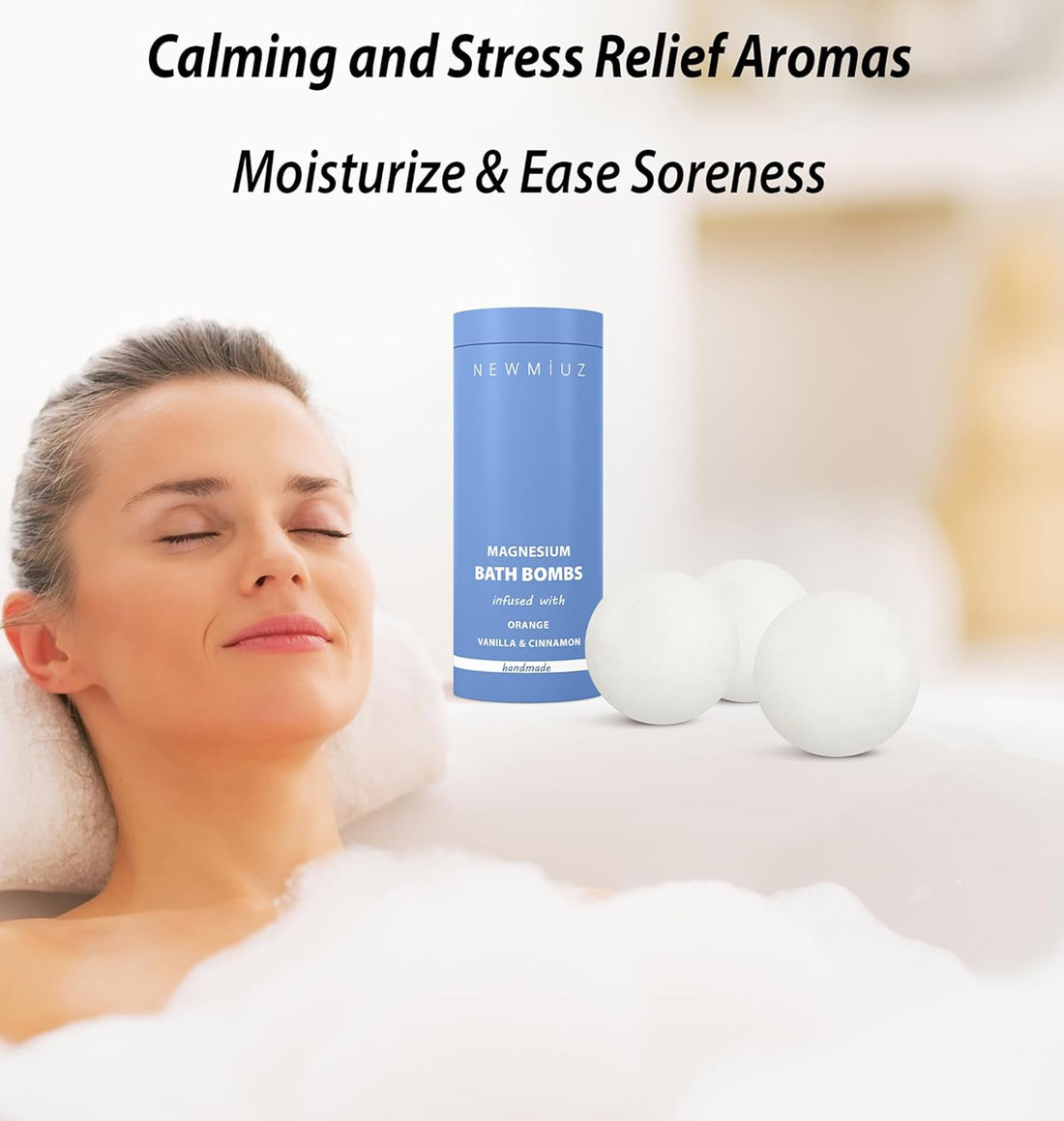 Magnesium Bath Bombs - Post Workout Recovery Sore Muscles Tension - Epsom Salt - Luxury Bubble Bath Spa - Essential Oil Infused Bath Bombs Vanilla Cinnamon Orange Perfect Stocking Stuffers Gift