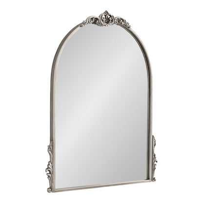 Kate and Laurel Myrcelle Traditional Arched Mirror, 25 x 33, Gold, Decorative Large Arch Mirror with Ornate Garland Detailing Along The Crown and Edges of The Frame