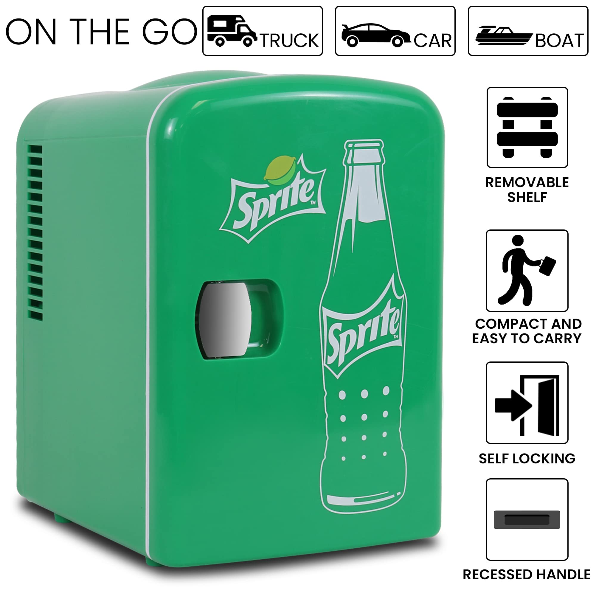 Koolatron Retro Mini Portable Fridge, 4L Compact Refrigerator for Skincare, Beauty Serum, Face Mask, Personal Cooler, Includes 12V Car Adapter, Desktop Accessory for Home Office Dorm Travel, Pink