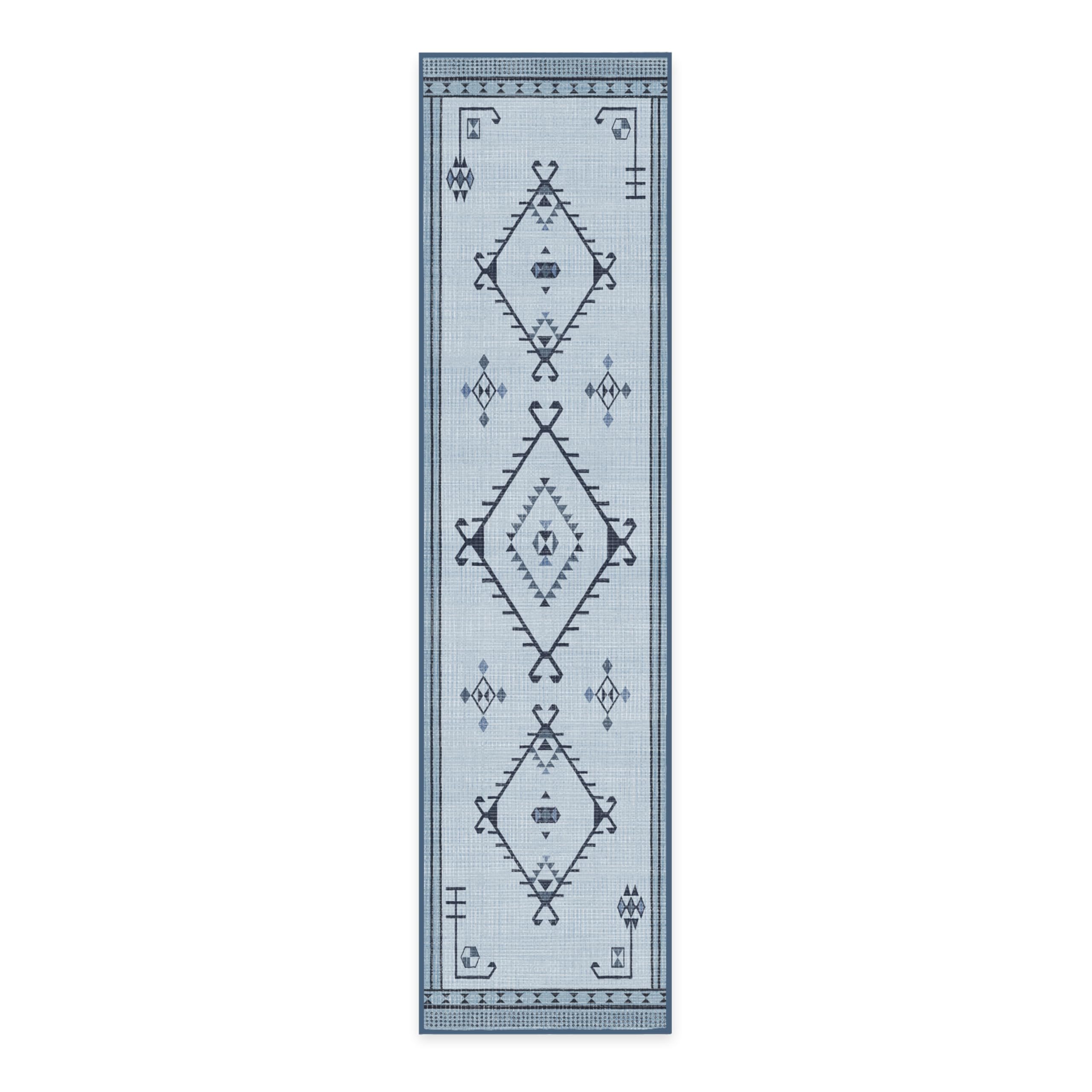 RUGGABLE Damali Runner Rug - Perfect Boho Washable Rug for Entryway Hallway Kitchen - Pet &amp; Child Friendly - Non-Toxic - Stain &amp; Water Resistant - Black &amp; White 2.5&
