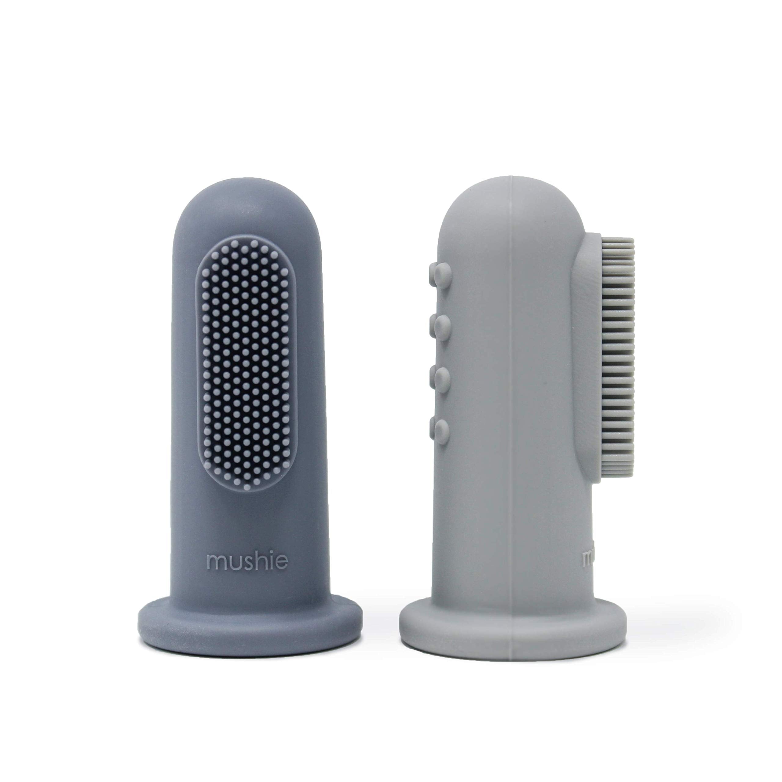 mushie Baby Finger Toothbrush (Cambridge Blue/Shifting Sand) 2-Pack
