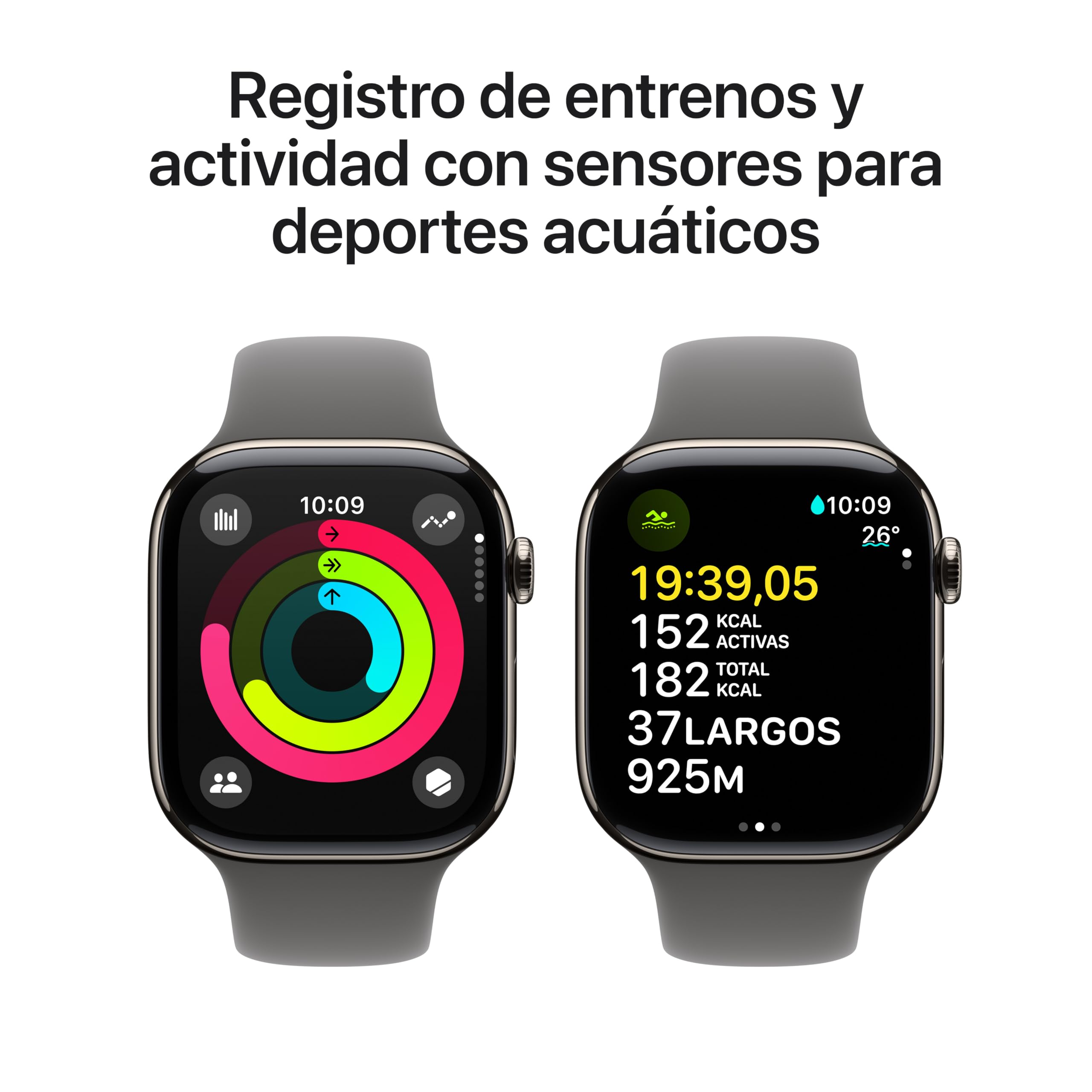 Apple Watch Series 10 [GPS 46mm] Smartwatch with Jet Black Aluminium Case with Black Sport Band. Fitness Tracker, ECG App, Always-On Retina Display, Water-Resistant