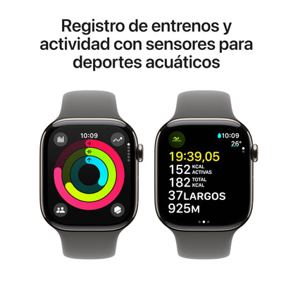 Apple Watch Series 10 [GPS 46mm] Smartwatch with Jet Black Aluminium Case with Black Sport Band. Fitness Tracker, ECG App, Always-On Retina Display, Water-Resistant