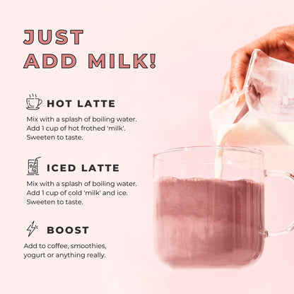 Blume Rose London Fog Latte with Zero Sugar or Caffeine - Certified Organic, Vegan and Gluten-Free - Tart Cherry &amp; Rosehips blend rich Antioxidant &amp; Vitamin to Ease Bloating and Boost Your Natural Glow - 30 Servings