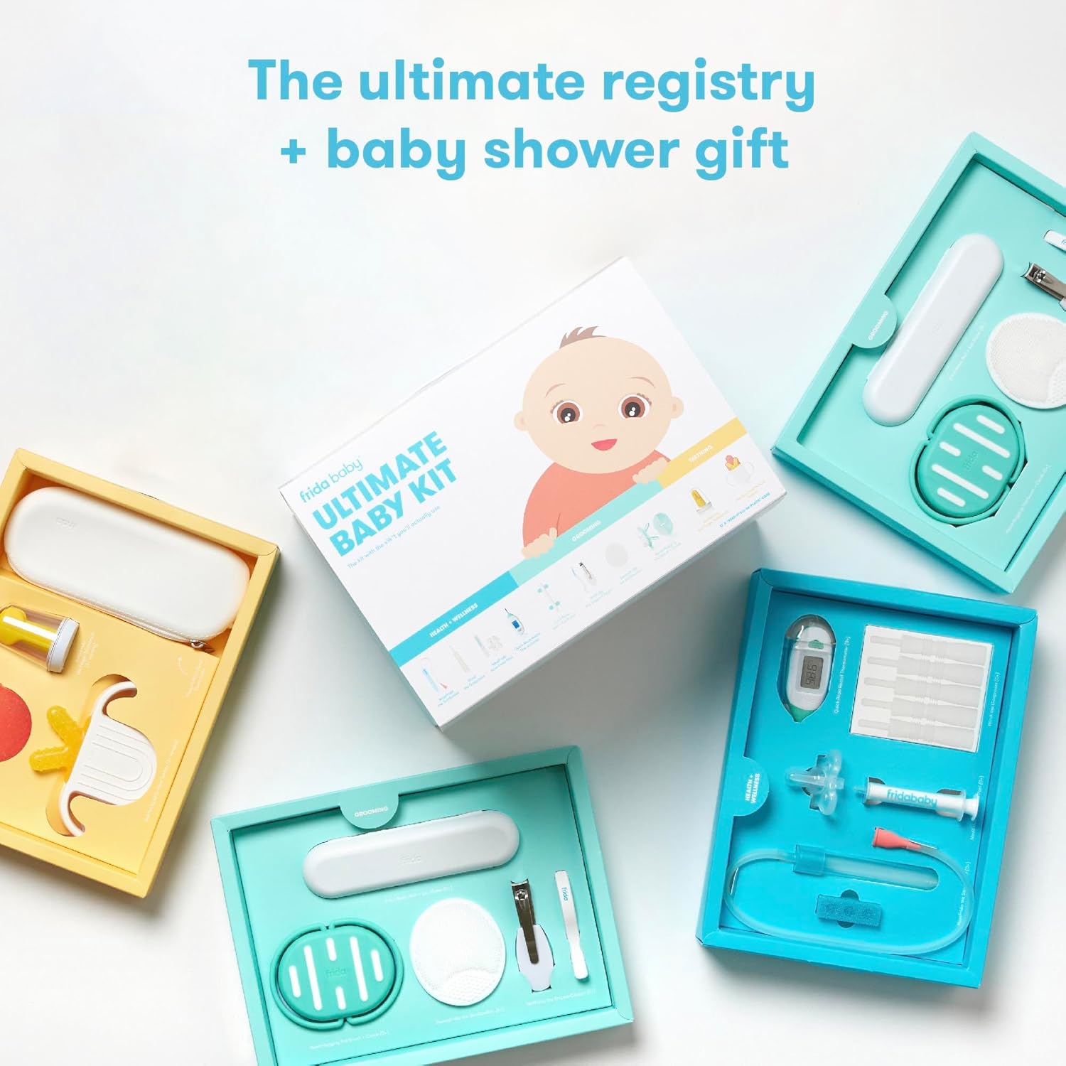 Frida Baby Ultimate Baby Kit | Baby Essentials Gift Set Includes Wellness, Sick Day, Gas Relief Essentials, Grooming Tools &amp; Teething Toys
