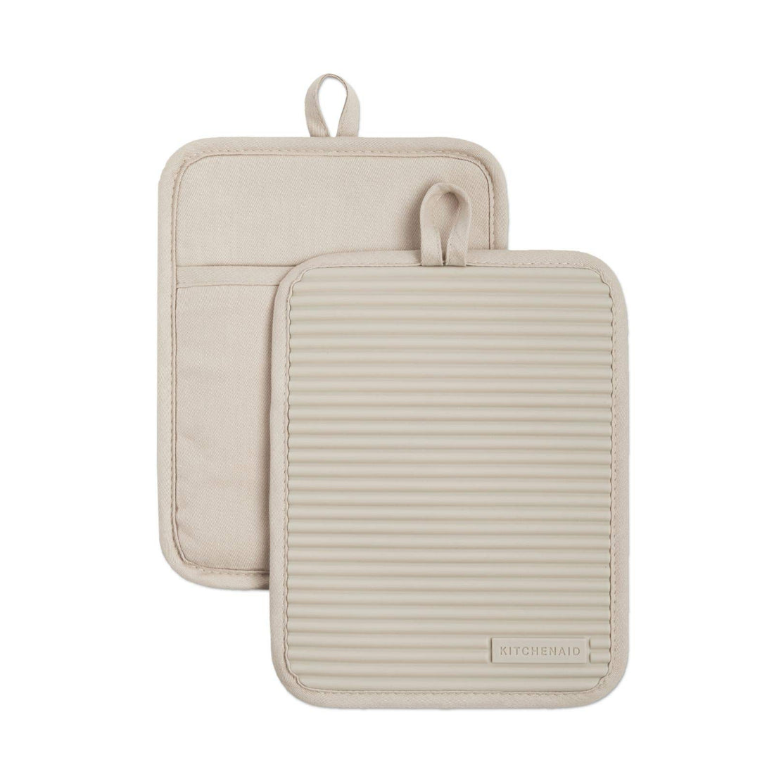 KitchenAid Ribbed Soft Silicone Water Resistant Pot Holder Set, Milkshake , 2 Piece Set, 7&quot;x9&quot;