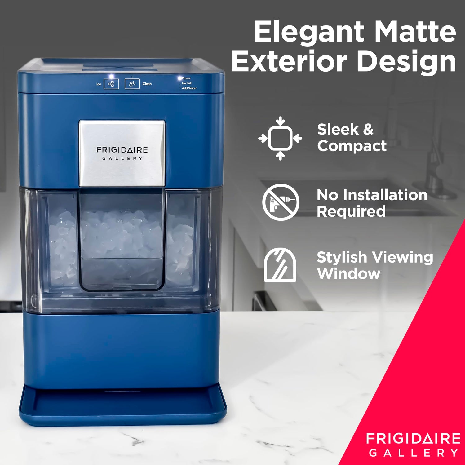 Frigidaire Nugget Ice Maker, Countertop Ice Machine with Transparent Window, Sonic Ice Maker with 44 lbs. Capacity, Auto Self Cleaning Ice Maker Machine, 2.0 Gen, Cream - 16.75D x 11.75W x 20.25H
