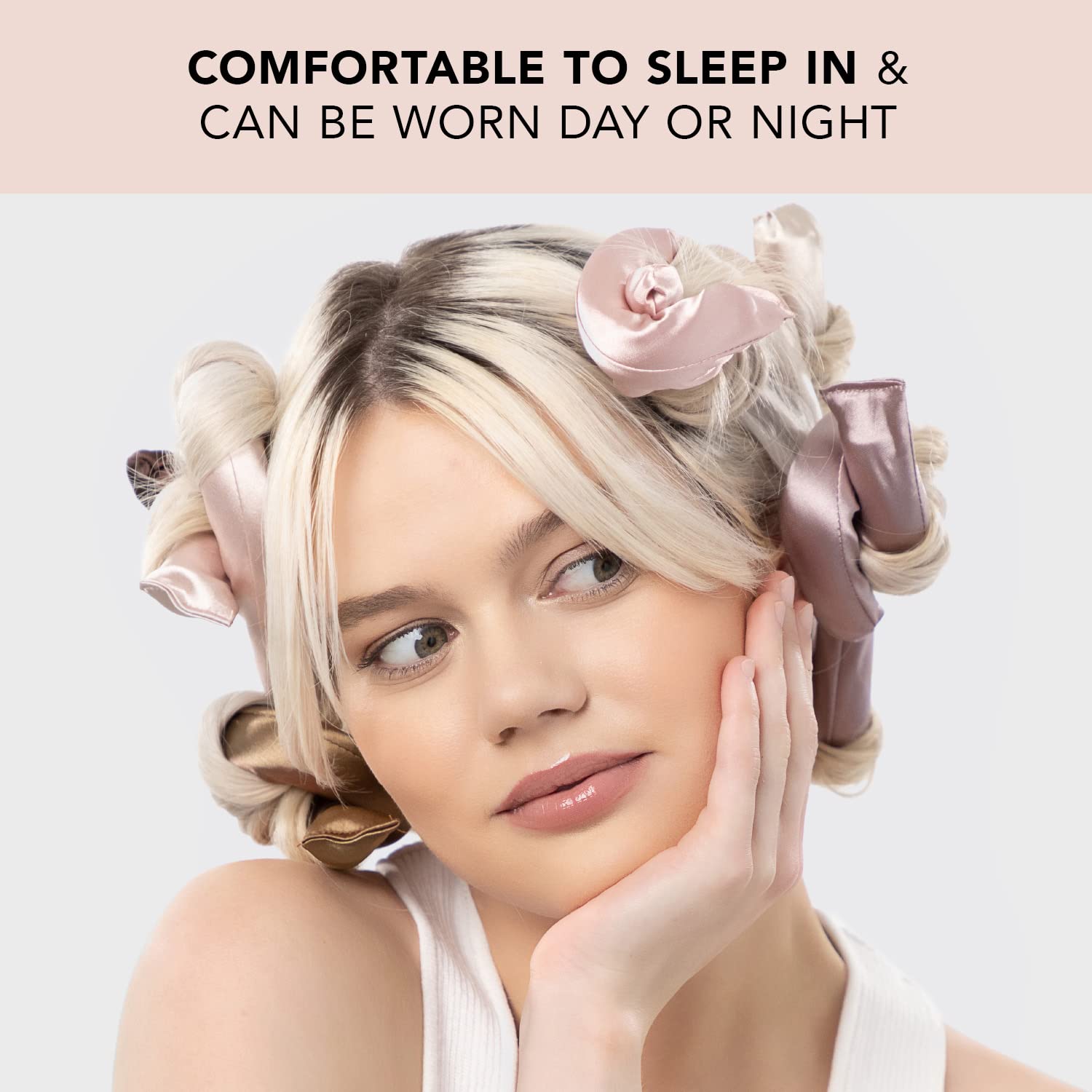 Kitsch Satin Heatless Curling Rod- XL Heatless Hair Curler w/Reliable Snap - Heatless Curls Overnight - Soft Hair Rollers to Sleep In - No Heat Curls Overnight Curlers for Short Hair - 4pcs -Rosewood