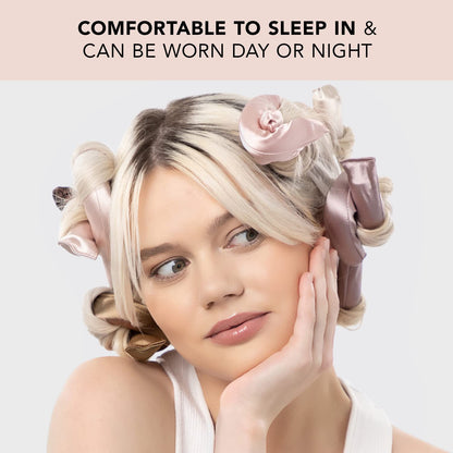 Kitsch Satin Heatless Curling Rod- XL Heatless Hair Curler w/Reliable Snap - Heatless Curls Overnight - Soft Hair Rollers to Sleep In - No Heat Curls Overnight Curlers for Short Hair - 4pcs -Rosewood