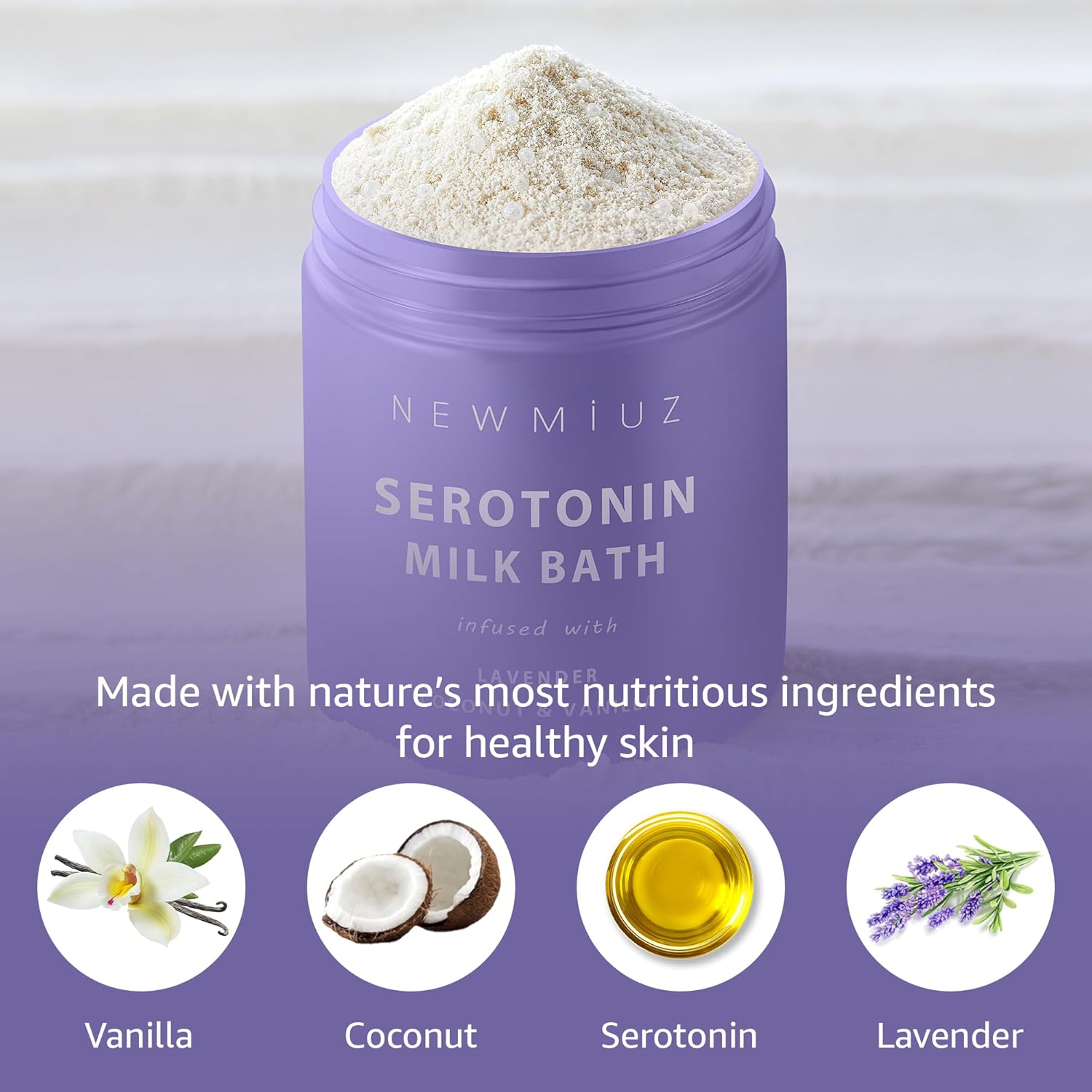 Calm Lavender Milk Bath Soak Powder Moisturize Soften Skin Creamy vanilla Luxury Spa Bath Salt Mother&